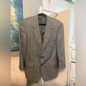 Nordstrom Classic 100% Cashmere  42R Glen Pane Blazer Sport Jacket Black & white